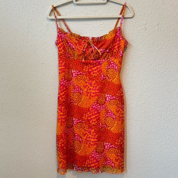 Vintage 90s/Y2K Coastal Concepts mini dress sheer Patchwork Floral Sleeveless - Picture 1 of 9